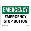 Signmission Safety Sign, OSHA EMERGENCY, 12" Height, Aluminum, Stop Button, Landscape OS-EM-A-1218-L-10359
